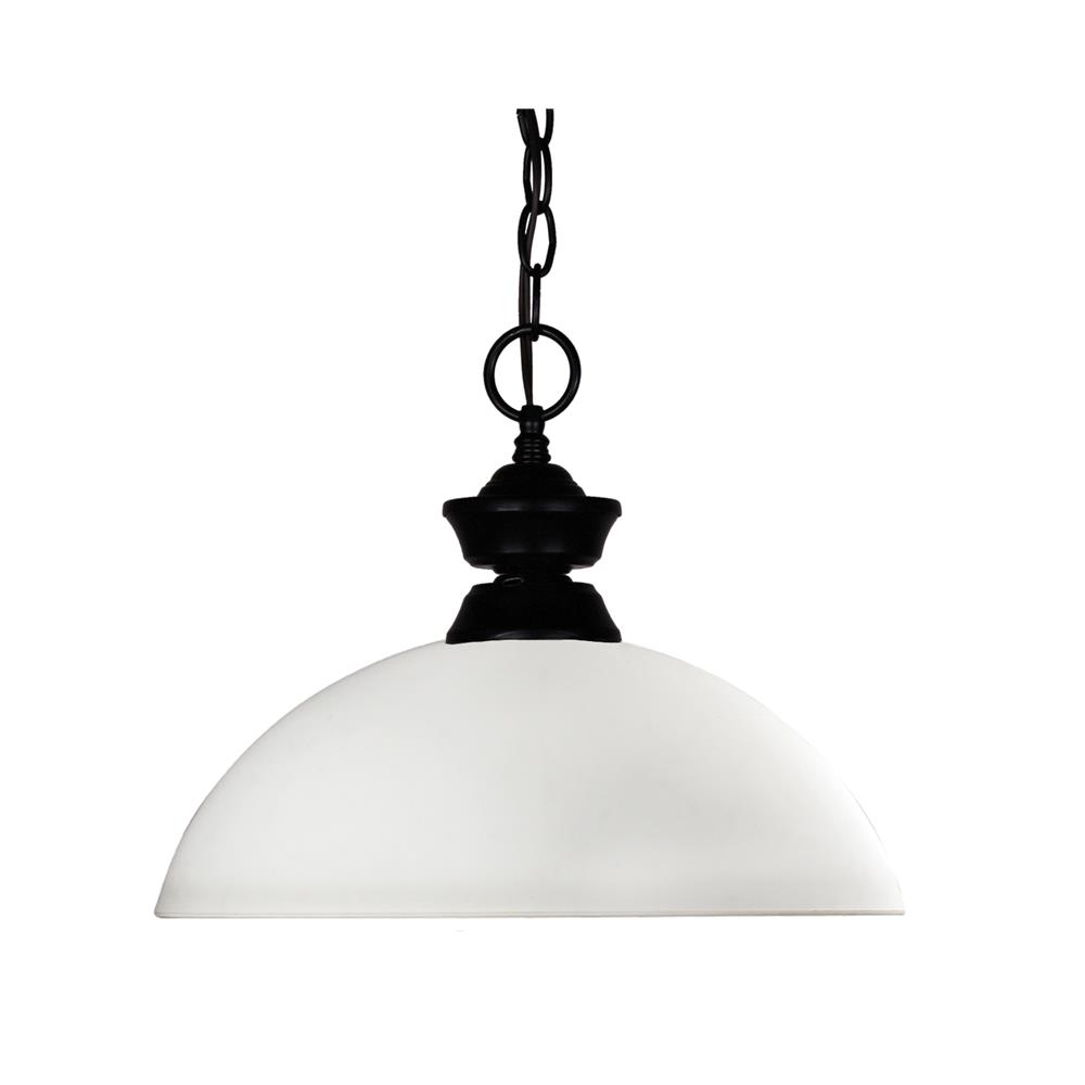 Z-Lite 100701MB-DMO14 1 Light Pendant in Matte Black with a Matte Opal Shade